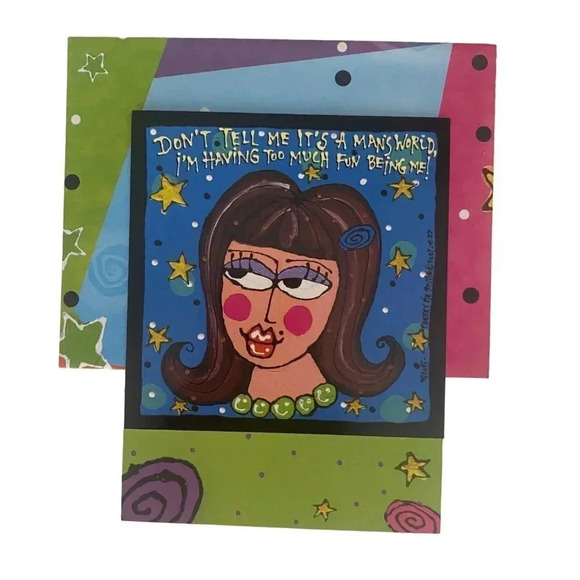 FRIENDSHIP Funny Brunette Girl Greeting Cards VTG Leanin' Tree Lori Wiseman NOS - Picture 2 of 16